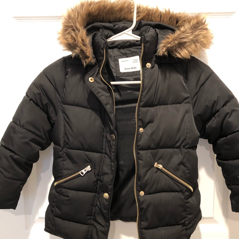 Zara girls winter jacket with fur hood